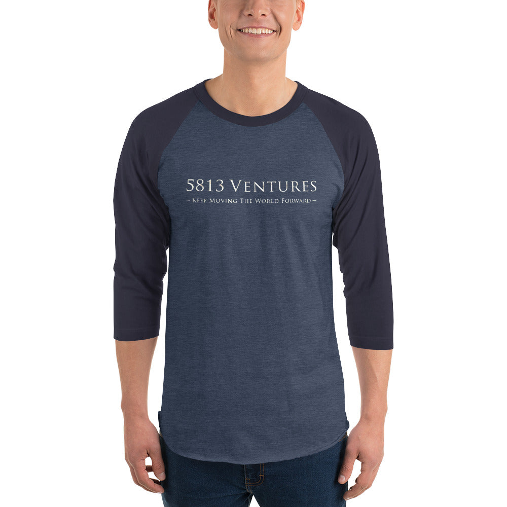 5813 Ventures Logo In Pearl on Unisex 3/4 Sleeve Raglan Shirt