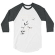 Walk With A Purpose Haiku With Dragonfly on Unisex 3/4 Sleeve Raglan Shirt