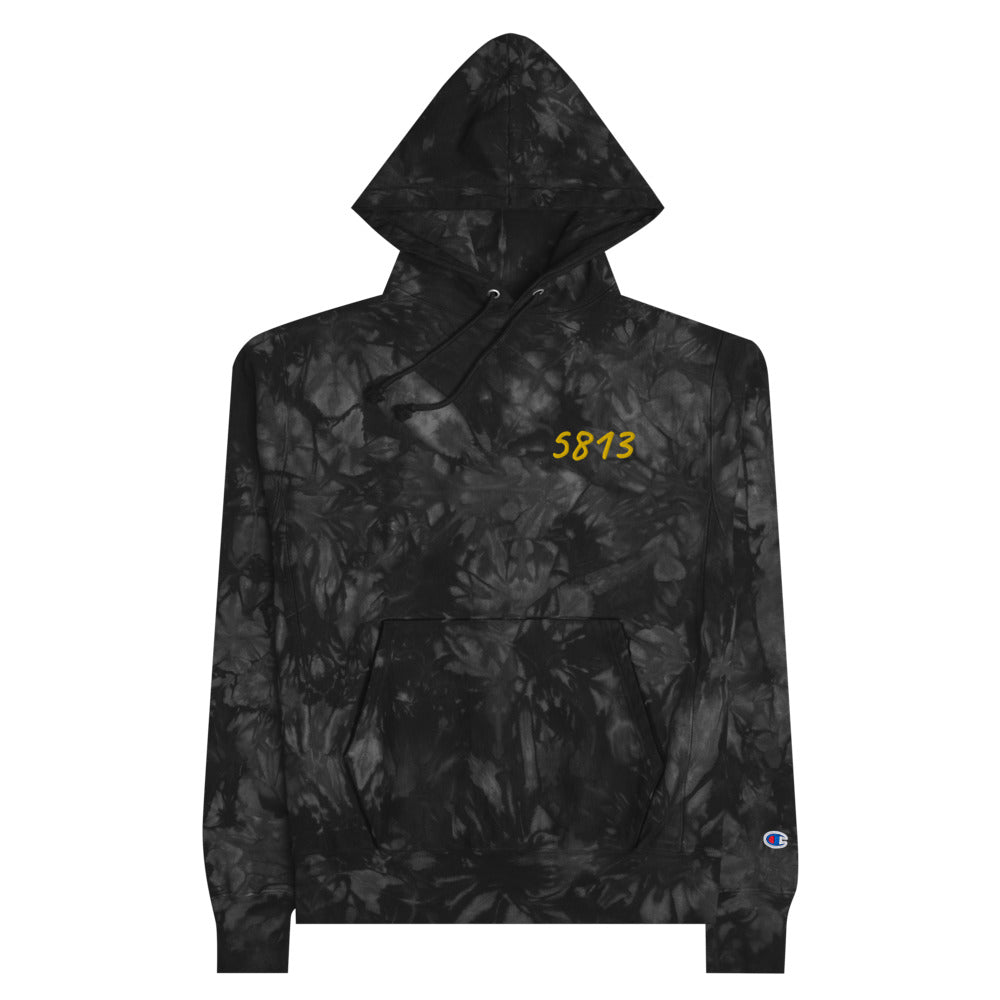 5813 In Gold Embroidery on Unisex Tie-Dye Hoodie