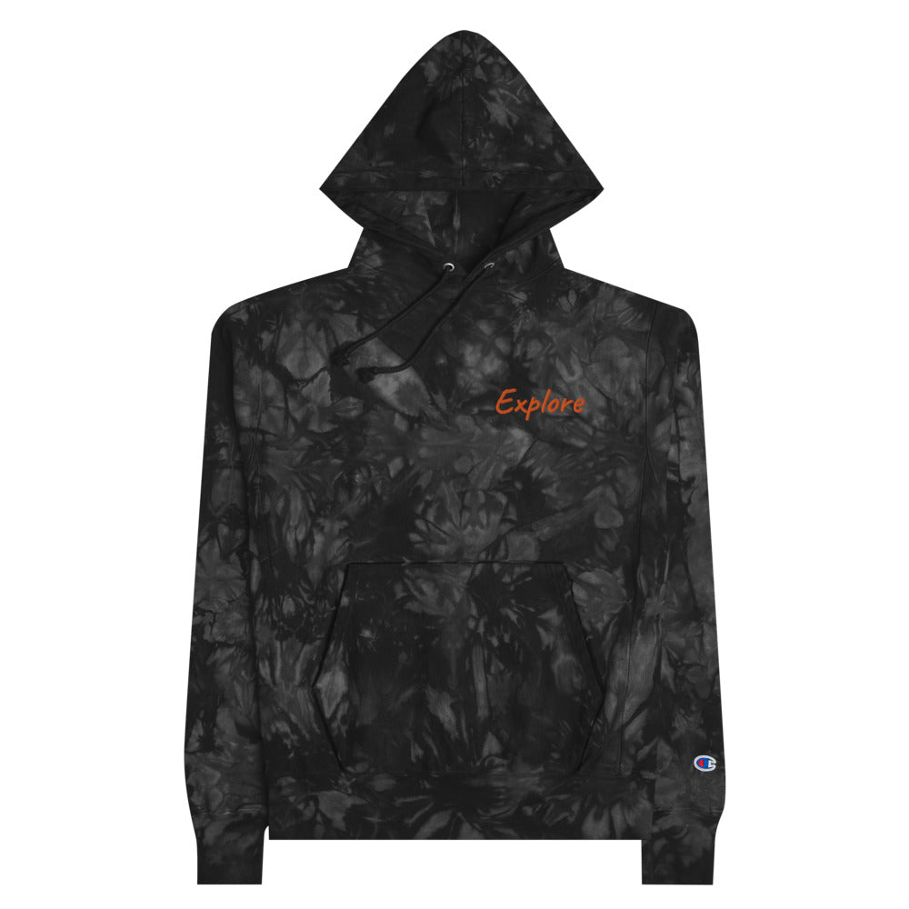 Explore In Amber Embroidery on Unisex Tie-Dye Hoodie