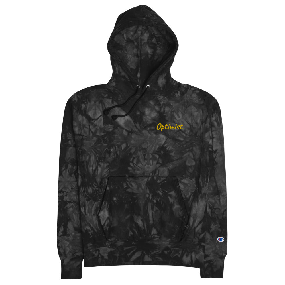 Optimist In Gold Embroidery on Unisex Tie-Dye Hoodie