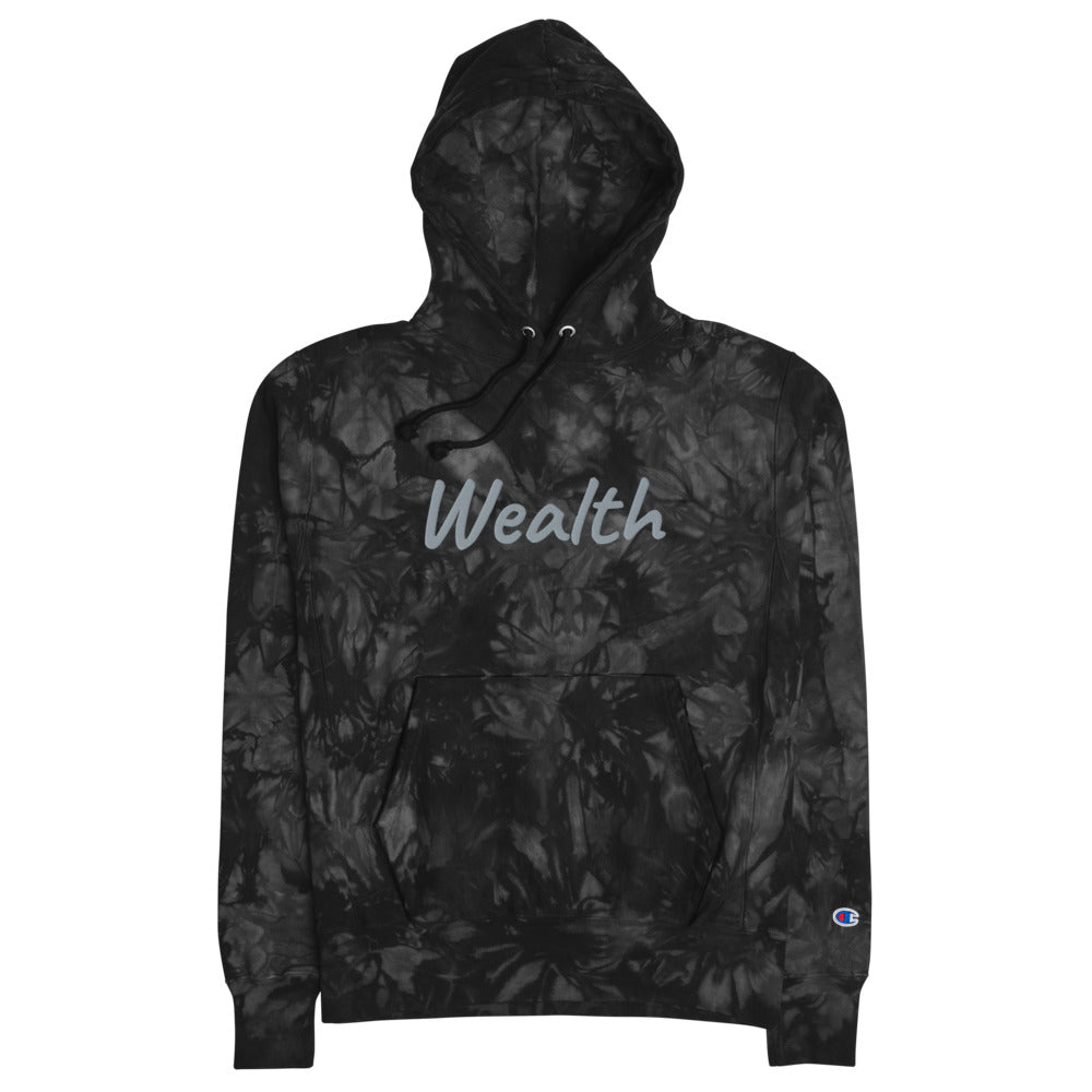 Wealth In Silver Embroidery on Unisex Tie-Dye Hoodie