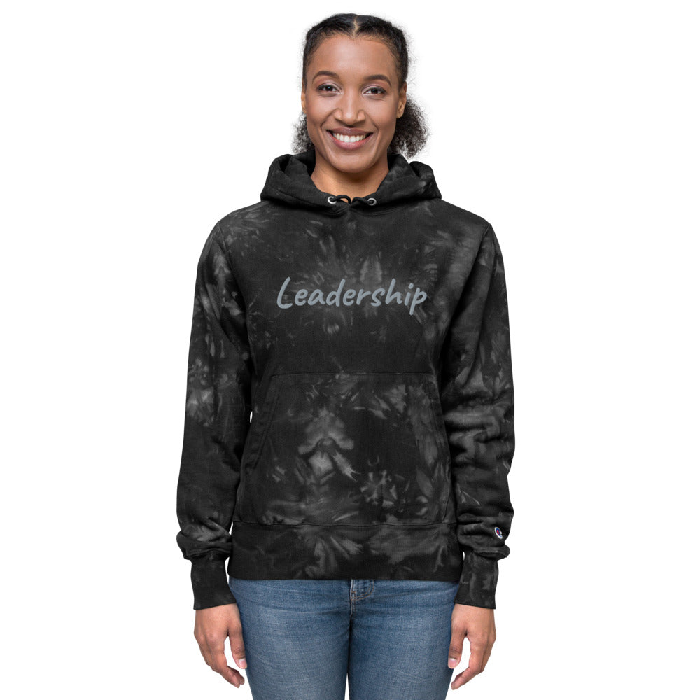 Leadership In Silver Embroidery on Unisex Tie-Dye Hoodie