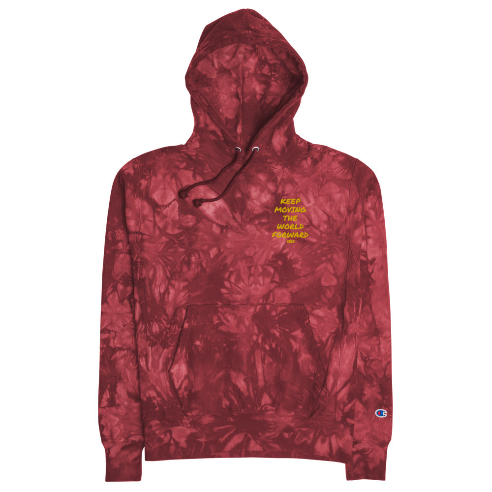 Keep Moving The World Forward With 5813 In Gold Embroidery on Unisex Tie-Dye Hoodie