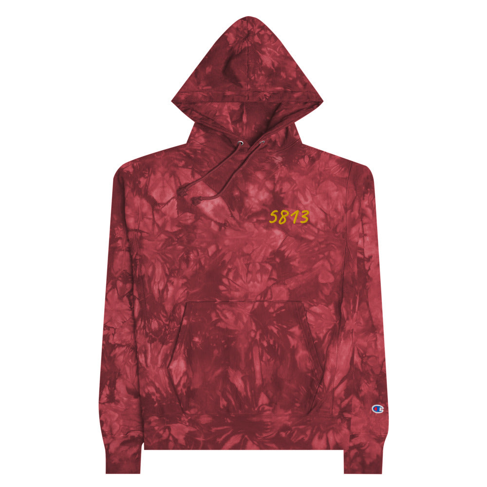 5813 In Gold Embroidery on Unisex Tie-Dye Hoodie