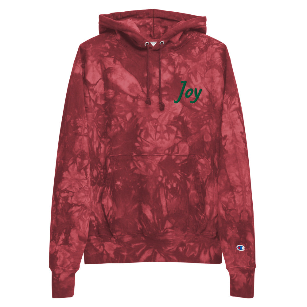 Joy In Emerald Embroidery on Unisex Tie-Dye Hoodie