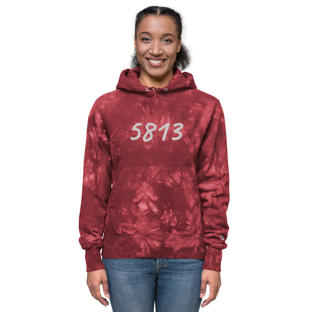 5813 In Pearl Embroidery on Unisex Tie-Dye Hoodie