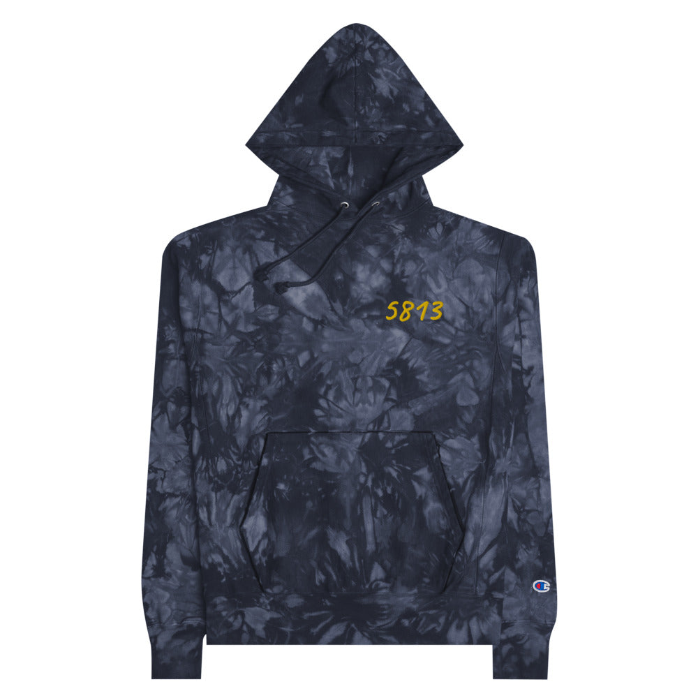 5813 In Gold Embroidery on Unisex Tie-Dye Hoodie