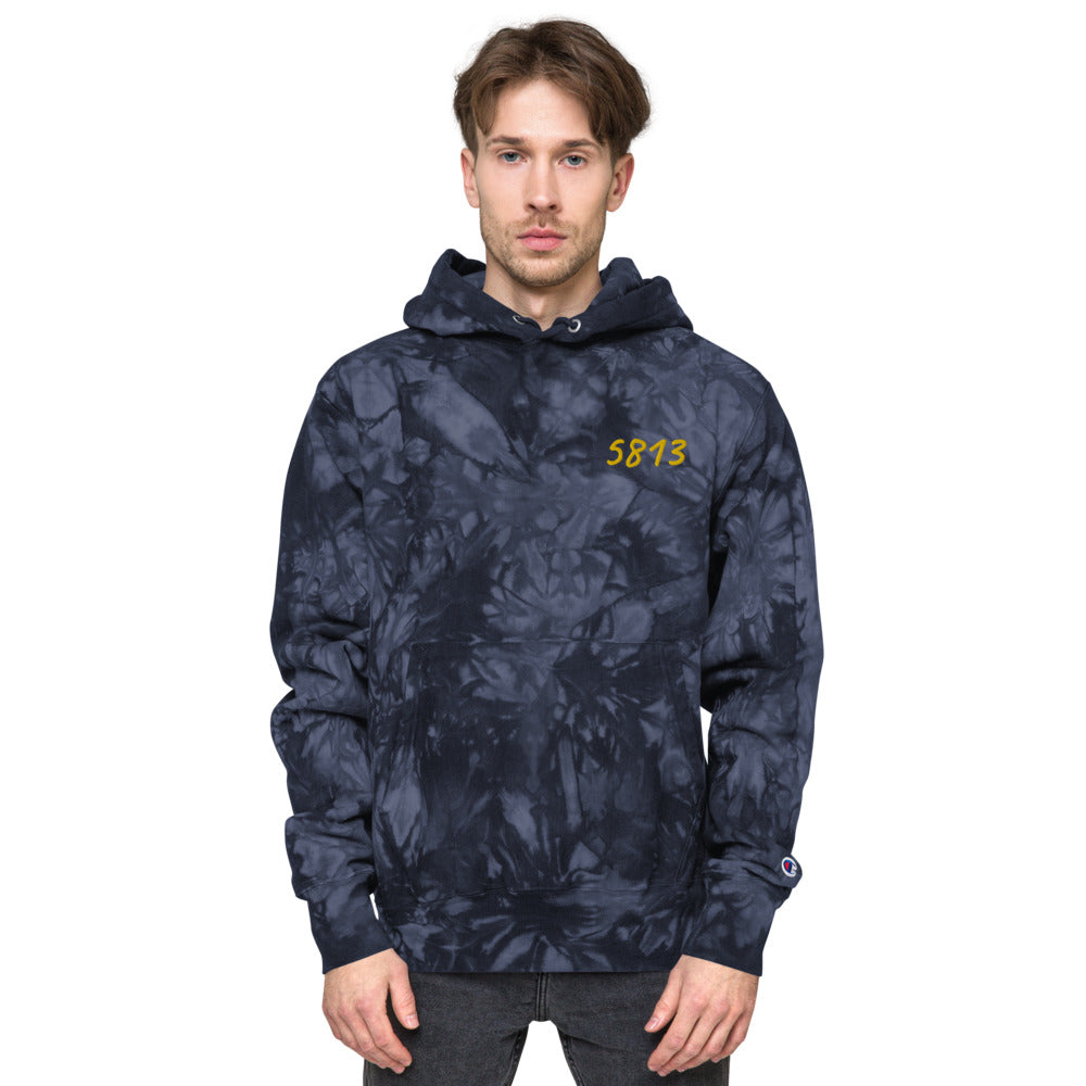 5813 In Gold Embroidery on Unisex Tie-Dye Hoodie