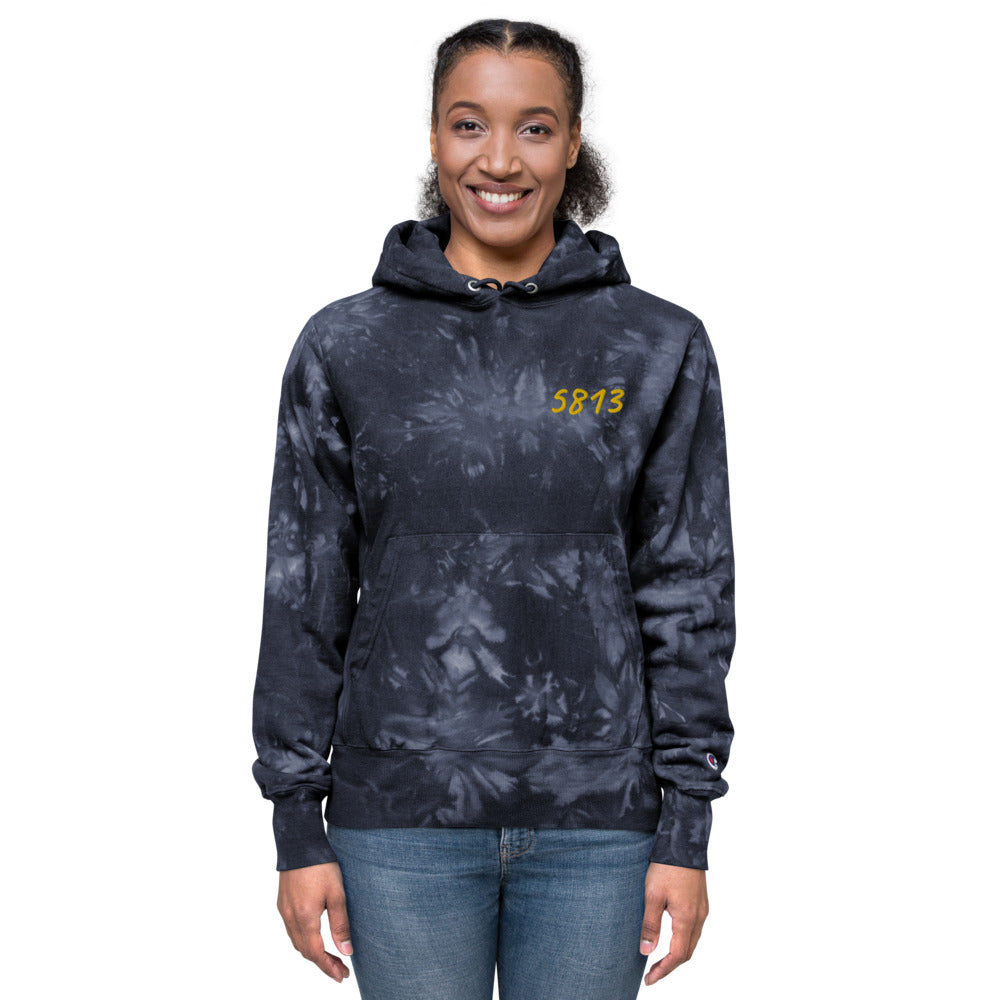 5813 In Gold Embroidery on Unisex Tie-Dye Hoodie