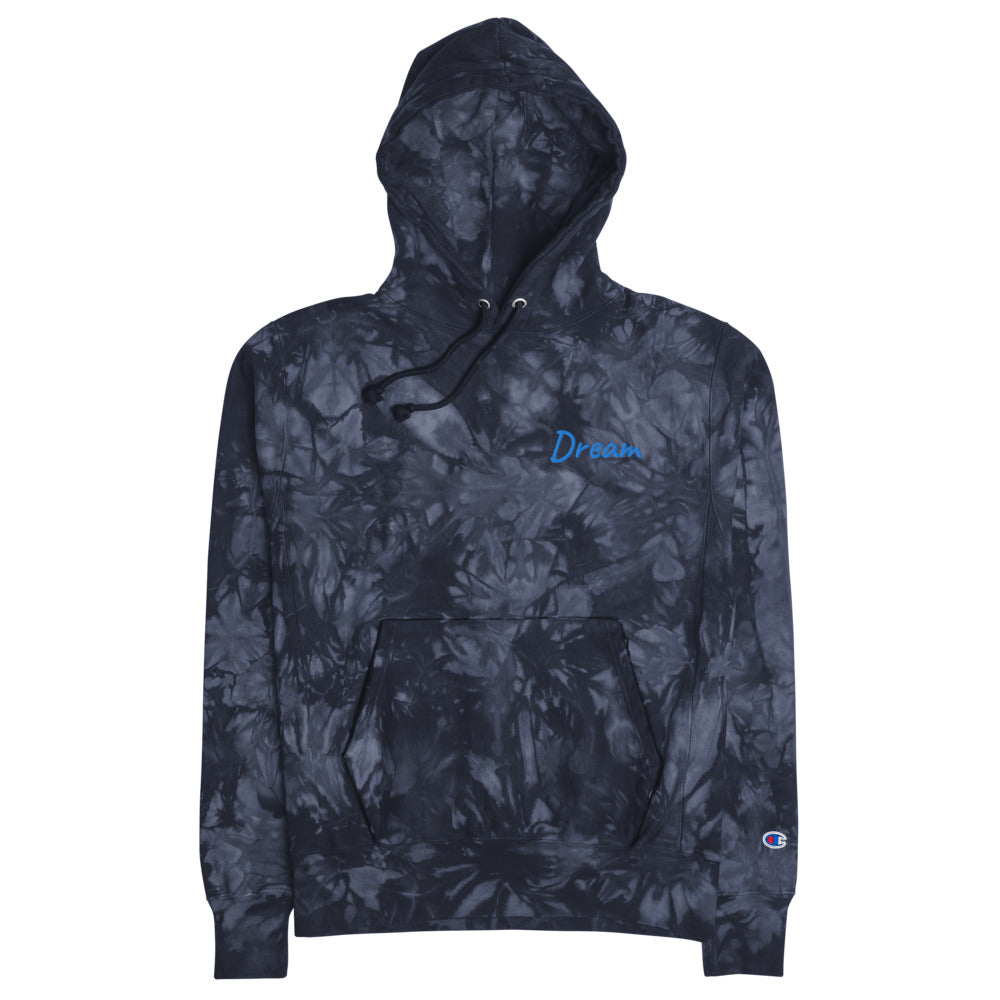 Dream In Sapphire Embroidery on Unisex Tie-Dye Hoodie