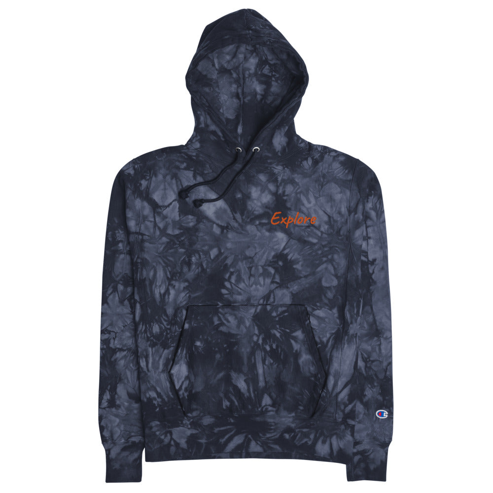 Explore In Amber Embroidery on Unisex Tie-Dye Hoodie