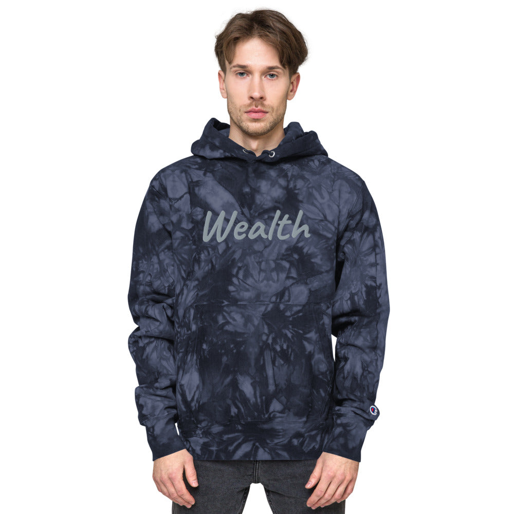 Wealth In Silver Embroidery on Unisex Tie-Dye Hoodie