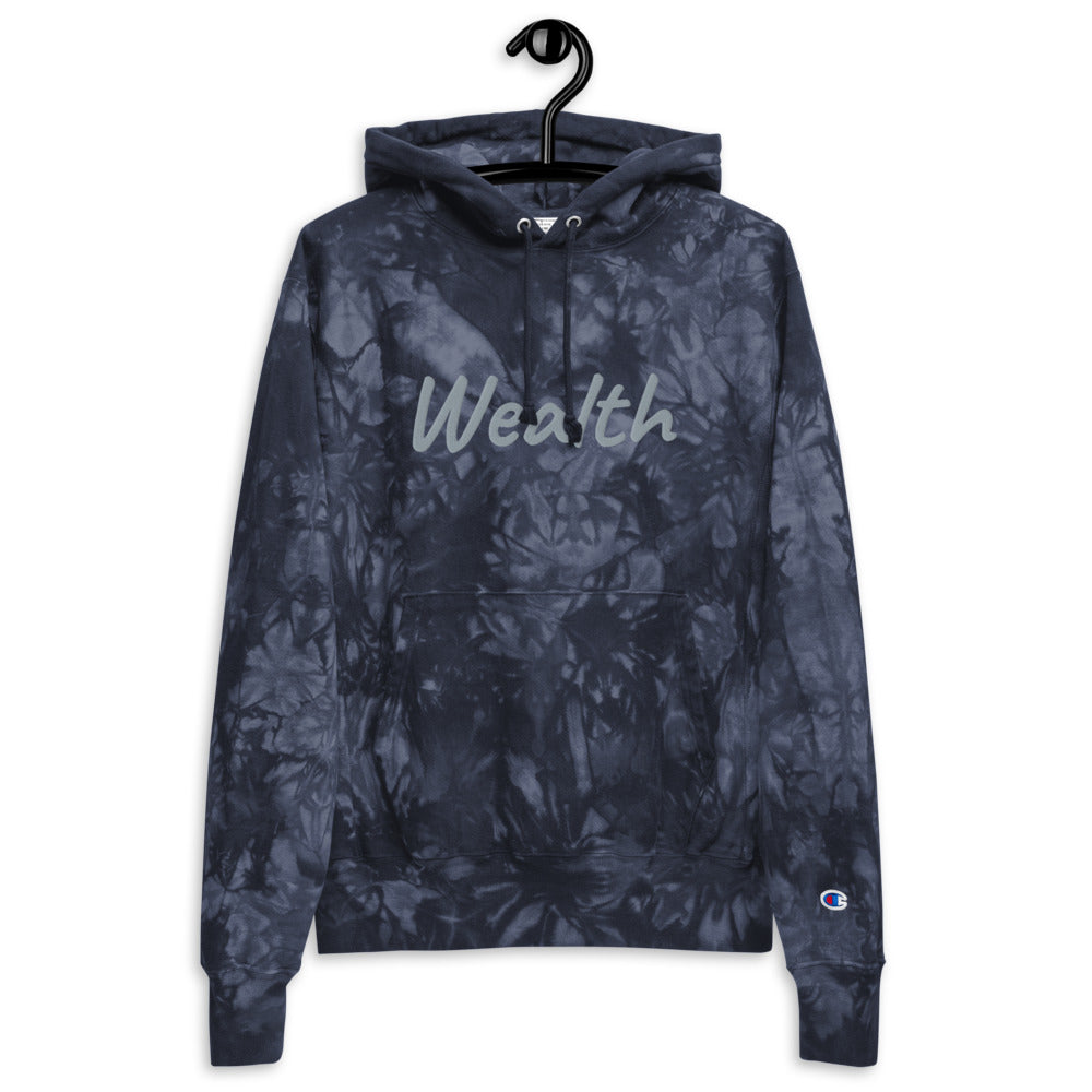 Wealth In Silver Embroidery on Unisex Tie-Dye Hoodie