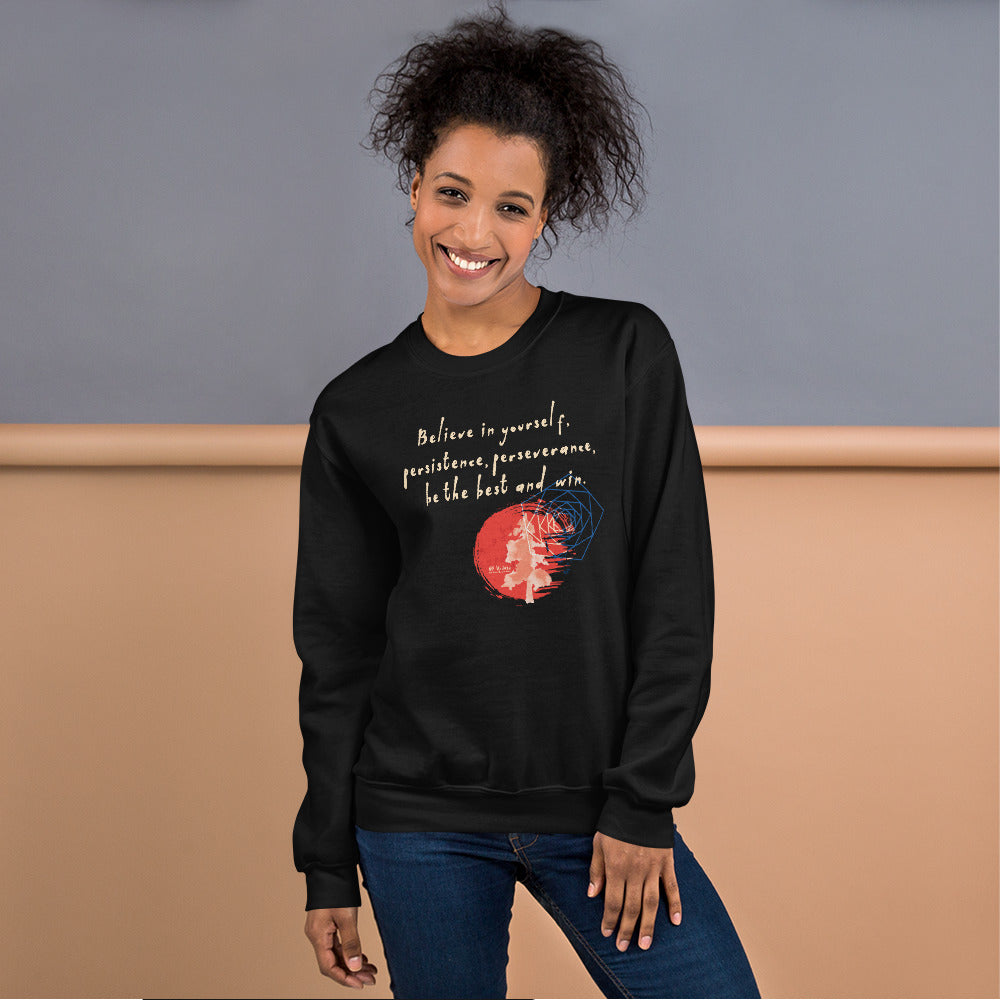 Believe To Win Haiku With Sun Tree on Unisex Crew Neck Sweatshirt