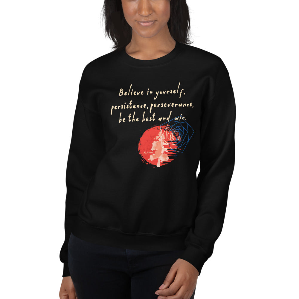 Believe To Win Haiku With Sun Tree on Unisex Crew Neck Sweatshirt