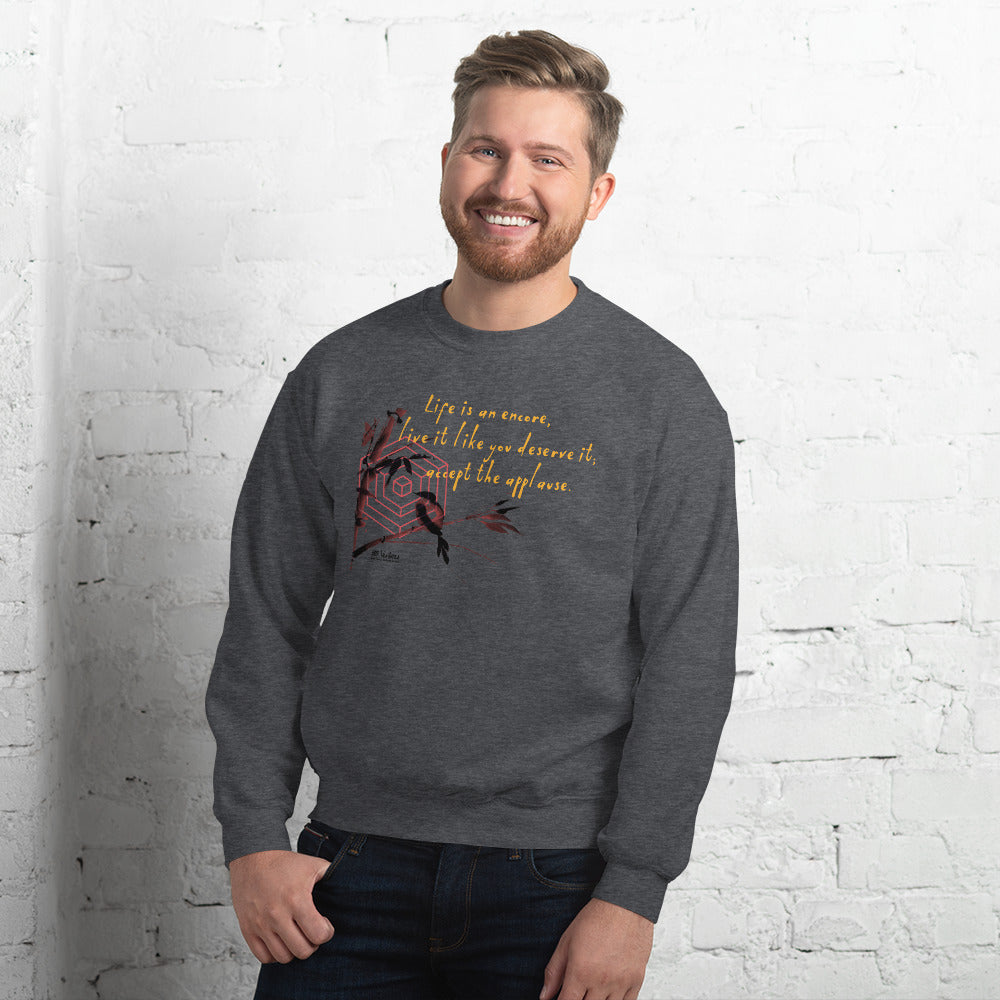 Life Is An Encore Haiku With Wren on Unisex Crew Neck Sweatshirt