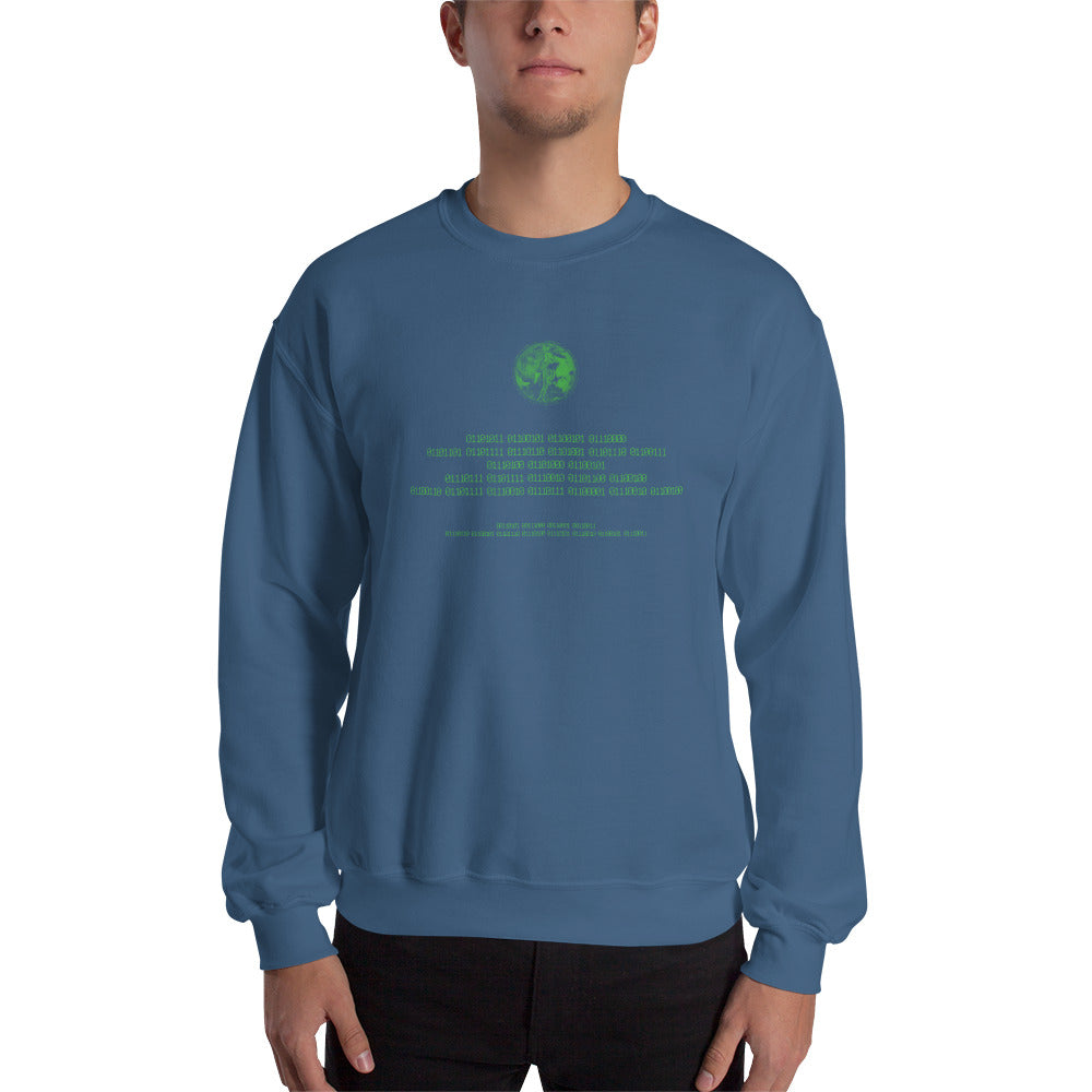 Binary Instructions To Keep Moving The World Forward With Venusian Earth In Green on Unisex Crew Neck Sweatshirt