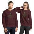 Binary Instructions To Keep Moving The World Forward With Vitruvian Earth In Green on Unisex Crew Neck Sweatshirt