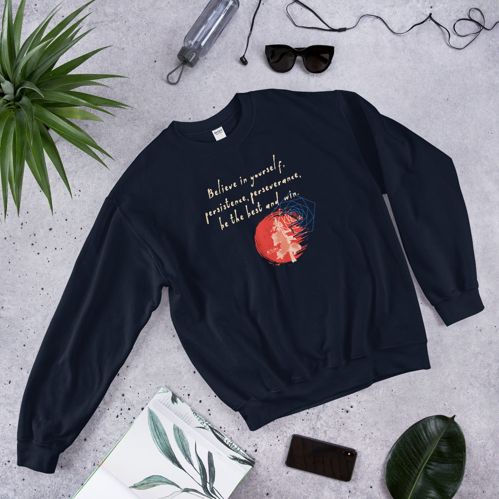 Believe To Win Haiku With Sun Tree on Unisex Crew Neck Sweatshirt