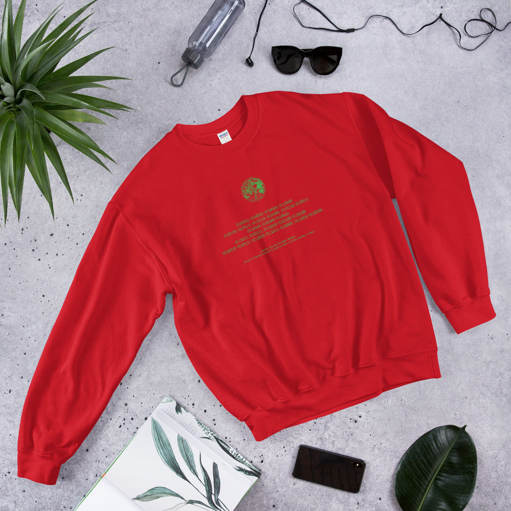 Binary Instructions To Keep Moving The World Forward With Venusian Earth In Green on Unisex Crew Neck Sweatshirt