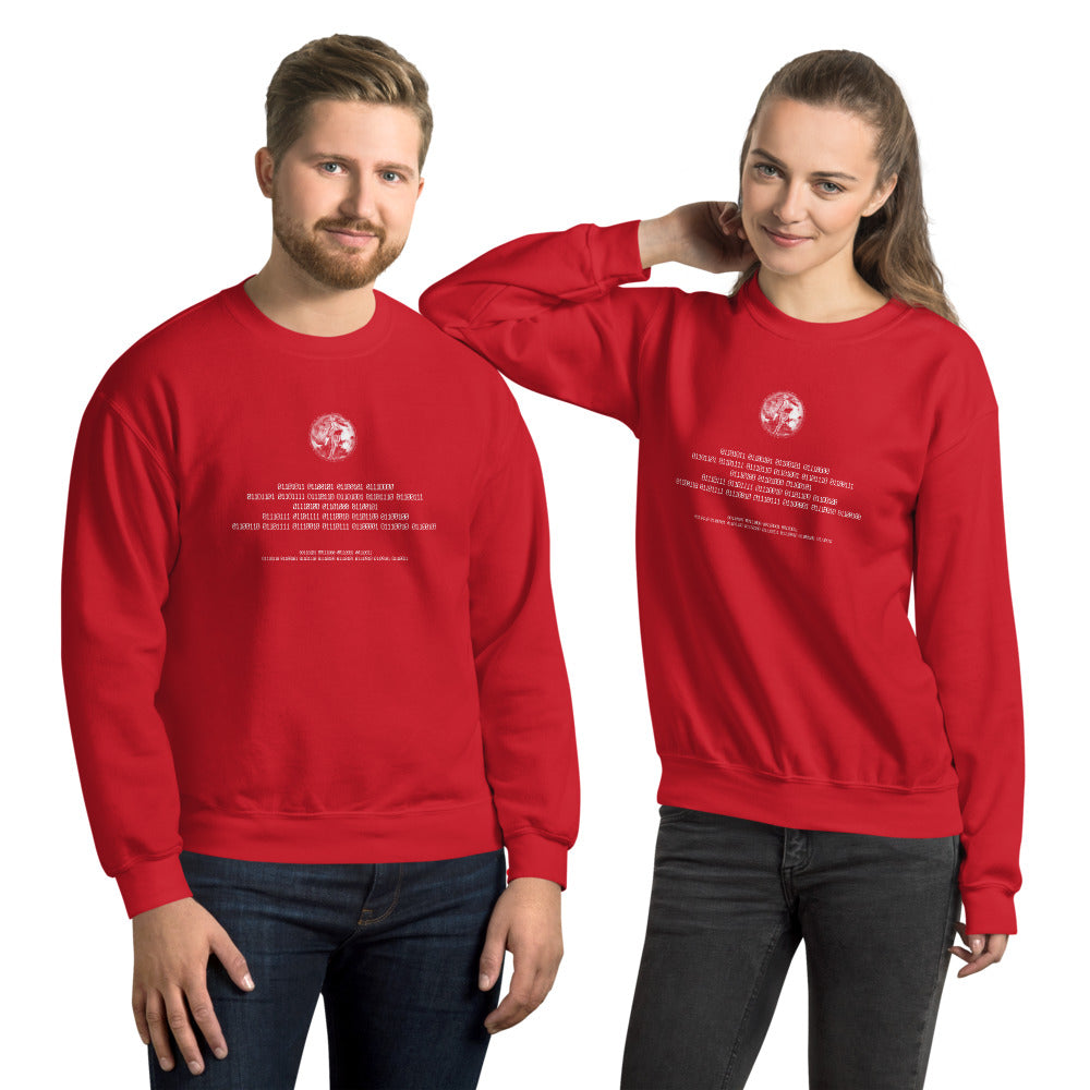 Binary Instructions To Keep Moving The World Forward With Venusian Earth In White on Unisex Crew Neck Sweatshirt