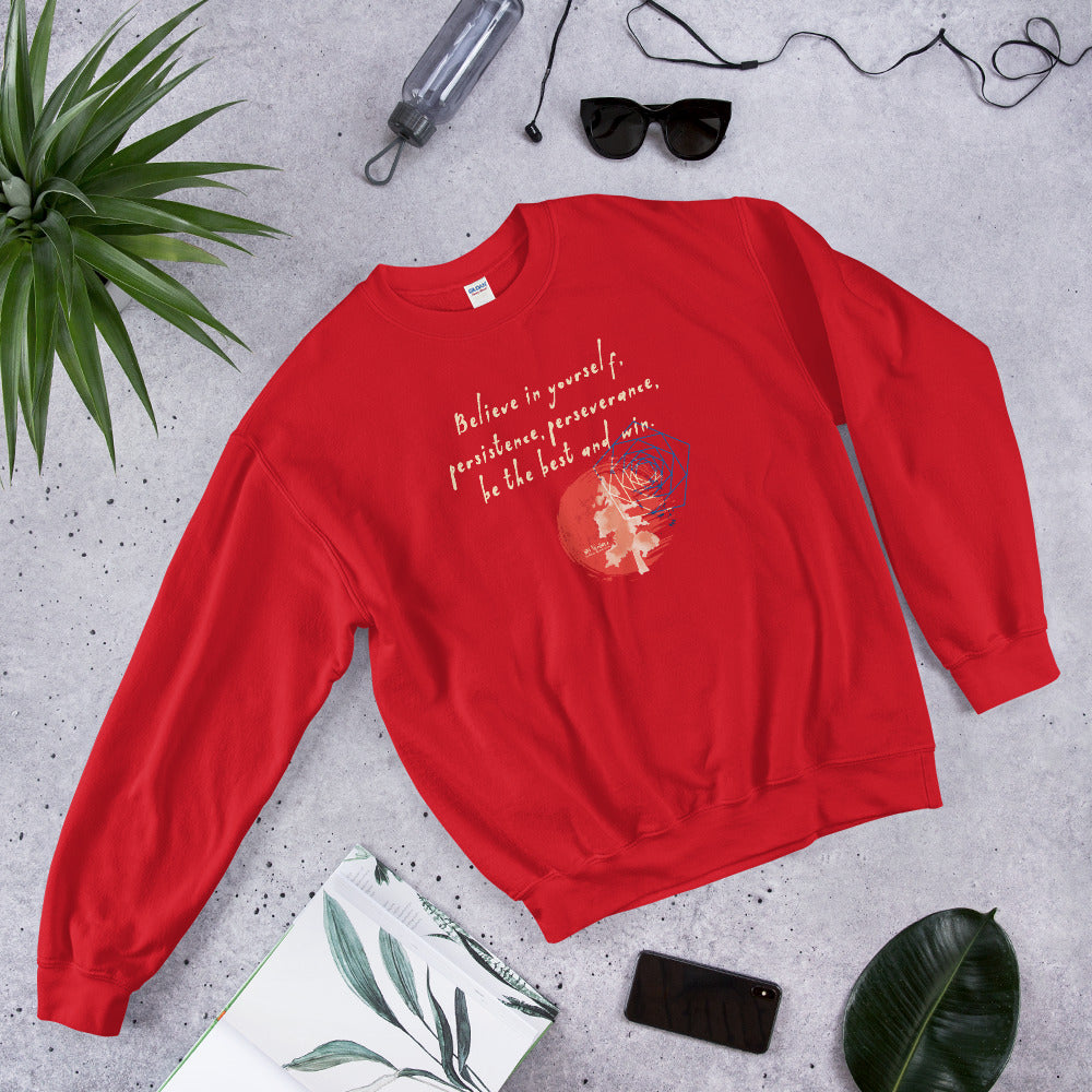 Believe To Win Haiku With Sun Tree on Unisex Crew Neck Sweatshirt