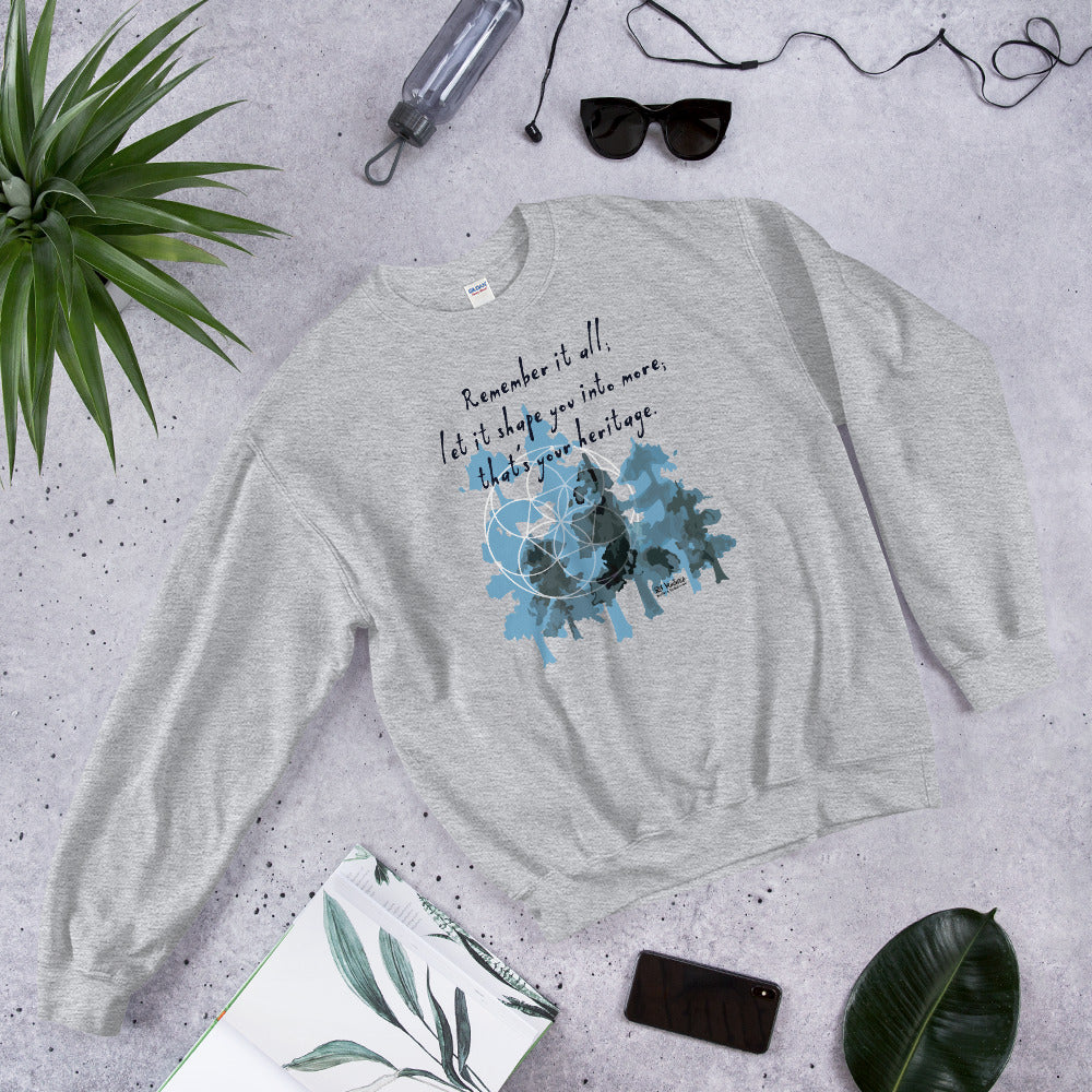 Remember Your Heritage Haiku With Trees on Unisex Crew Neck Sweatshirt