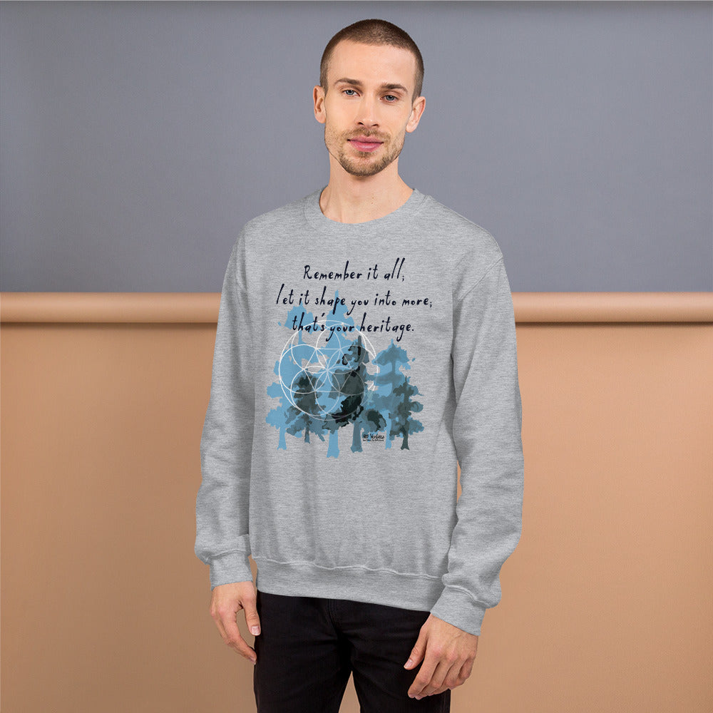 Remember Your Heritage Haiku With Trees on Unisex Crew Neck Sweatshirt