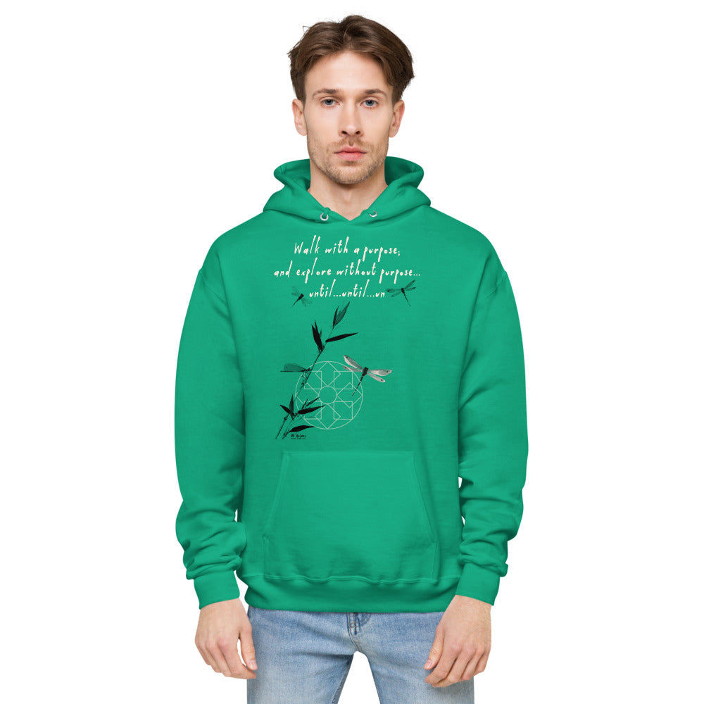 Walk With A Purpose Haiku With Dragonfly on Unisex Fleece Hoodie