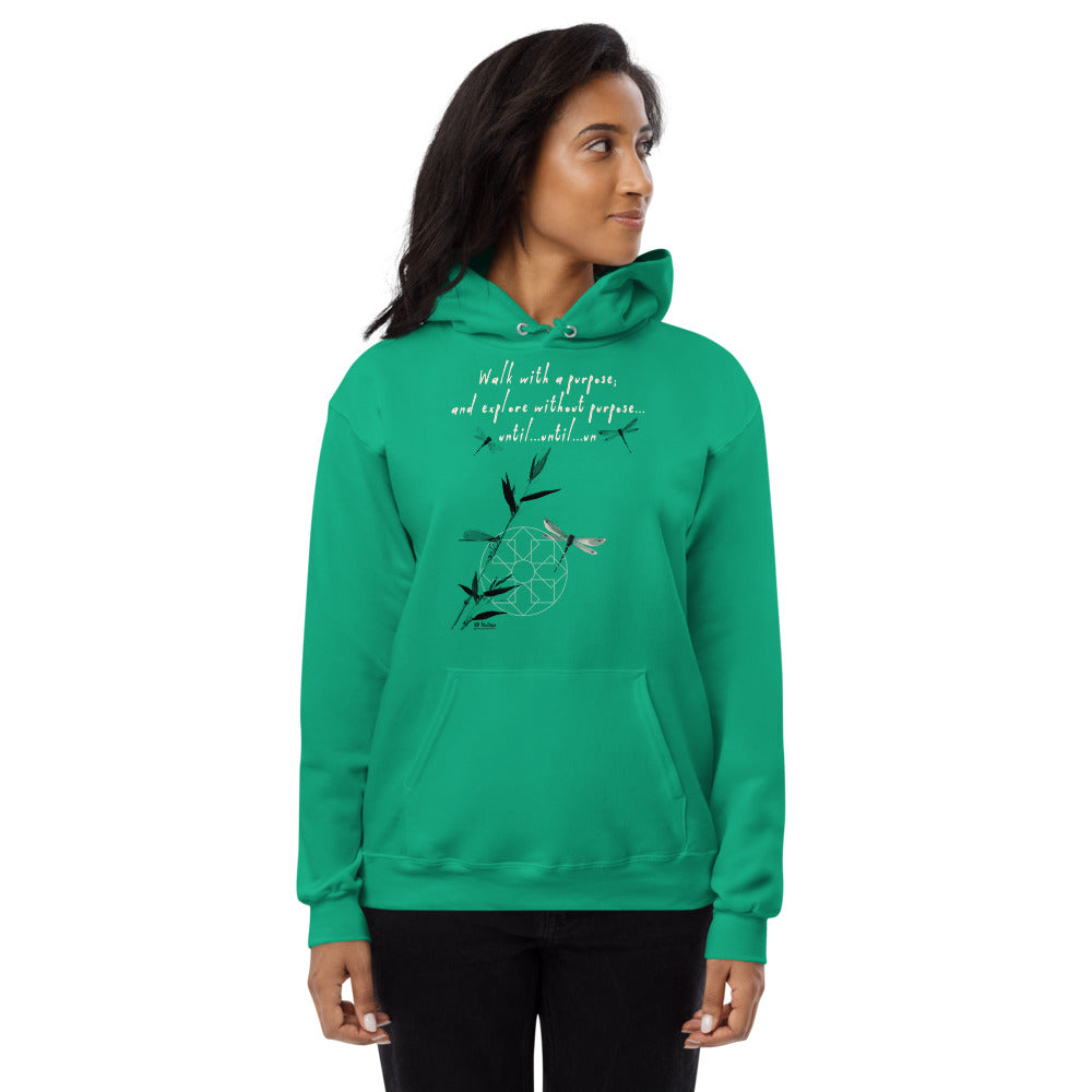 Walk With A Purpose Haiku With Dragonfly on Unisex Fleece Hoodie