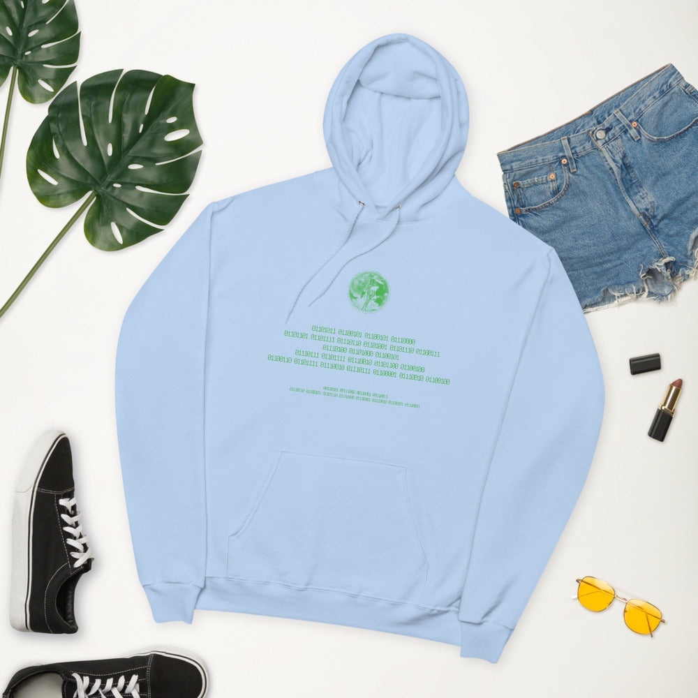 Binary Instructions To Keep Moving The World Forward With Venusian Earth In Green on Unisex Fleece Hoodie