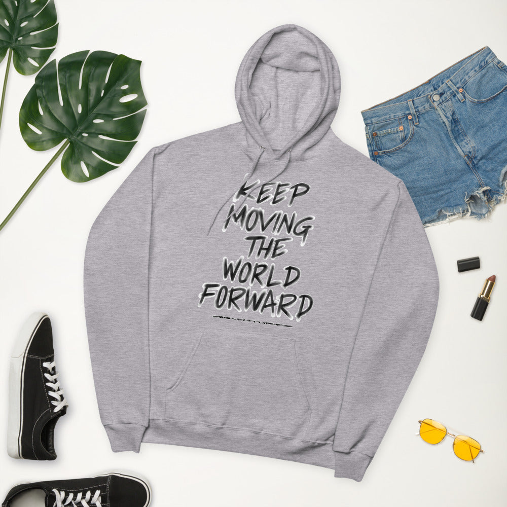 Charcoal Sketch Dreaming To Keep Moving The World Forward on Unisex Fleece Hoodie