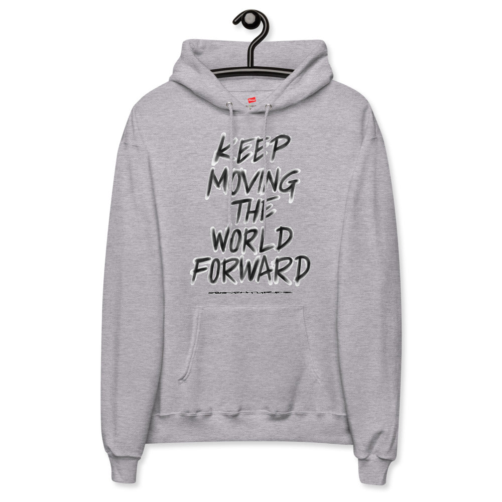 Charcoal Sketch Dreaming To Keep Moving The World Forward on Unisex Fleece Hoodie