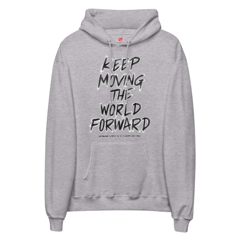 Charcoal Sketch Dreaming To Keep Moving The World Forward on Unisex Fleece Hoodie