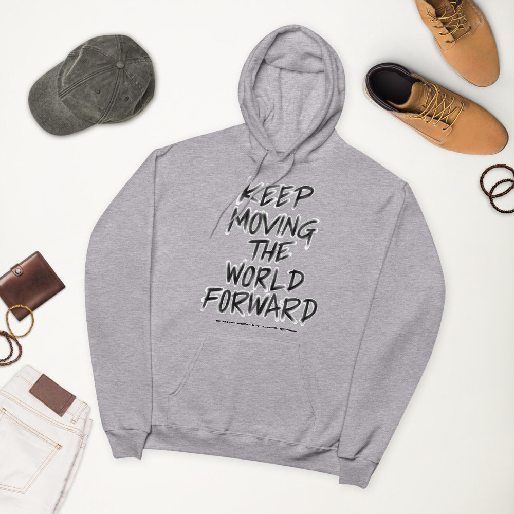 Charcoal Sketch Dreaming To Keep Moving The World Forward on Unisex Fleece Hoodie