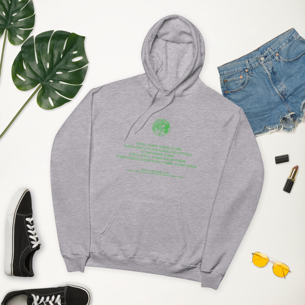 Binary Instructions To Keep Moving The World Forward With Venusian Earth In Green on Unisex Fleece Hoodie