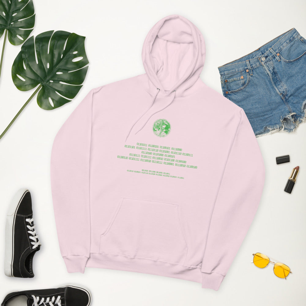 Binary Instructions To Keep Moving The World Forward With Venusian Earth In Green on Unisex Fleece Hoodie