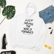 Charcoal Sketch Dreaming To Keep Moving The World Forward on Unisex Fleece Hoodie