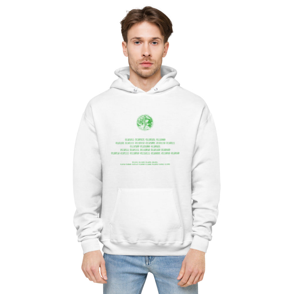 Binary Instructions To Keep Moving The World Forward With Venusian Earth In Green on Unisex Fleece Hoodie