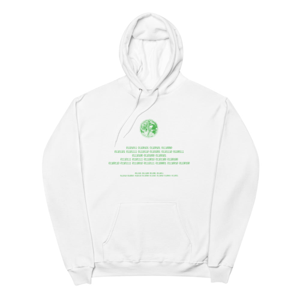 Binary Instructions To Keep Moving The World Forward With Venusian Earth In Green on Unisex Fleece Hoodie