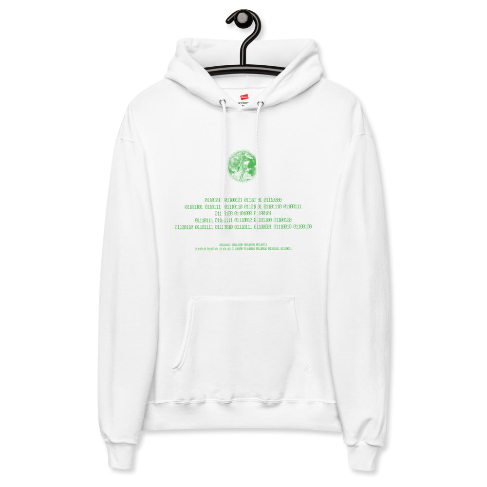 Binary Instructions To Keep Moving The World Forward With Venusian Earth In Green on Unisex Fleece Hoodie