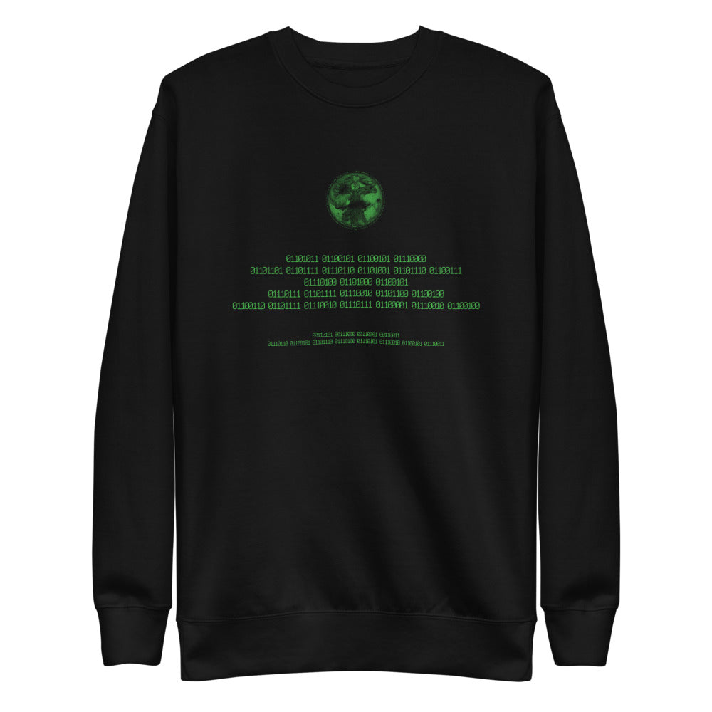 Binary Instructions To Keep Moving The World Forward With Vitruvian Earth In Green on Unisex Fleece Pullover