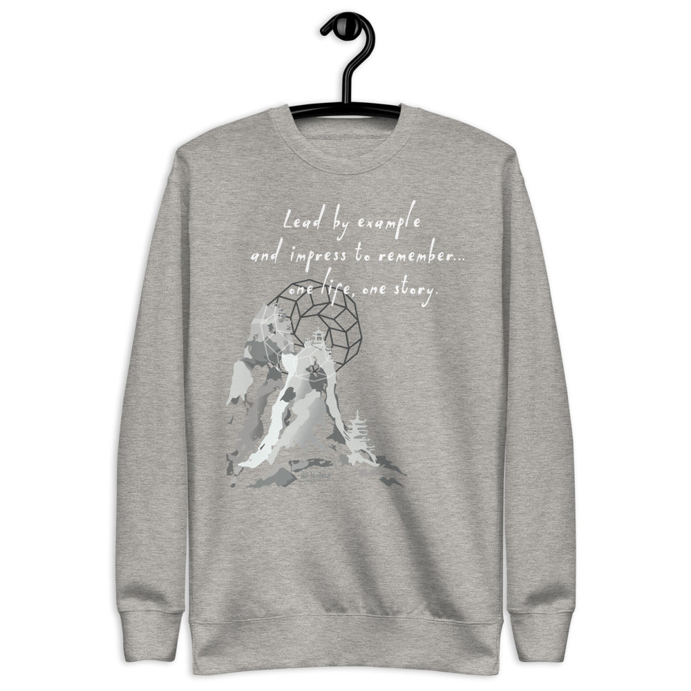 Lead By Example Haiku With Mountain Shrines on Unisex Fleece Pullover