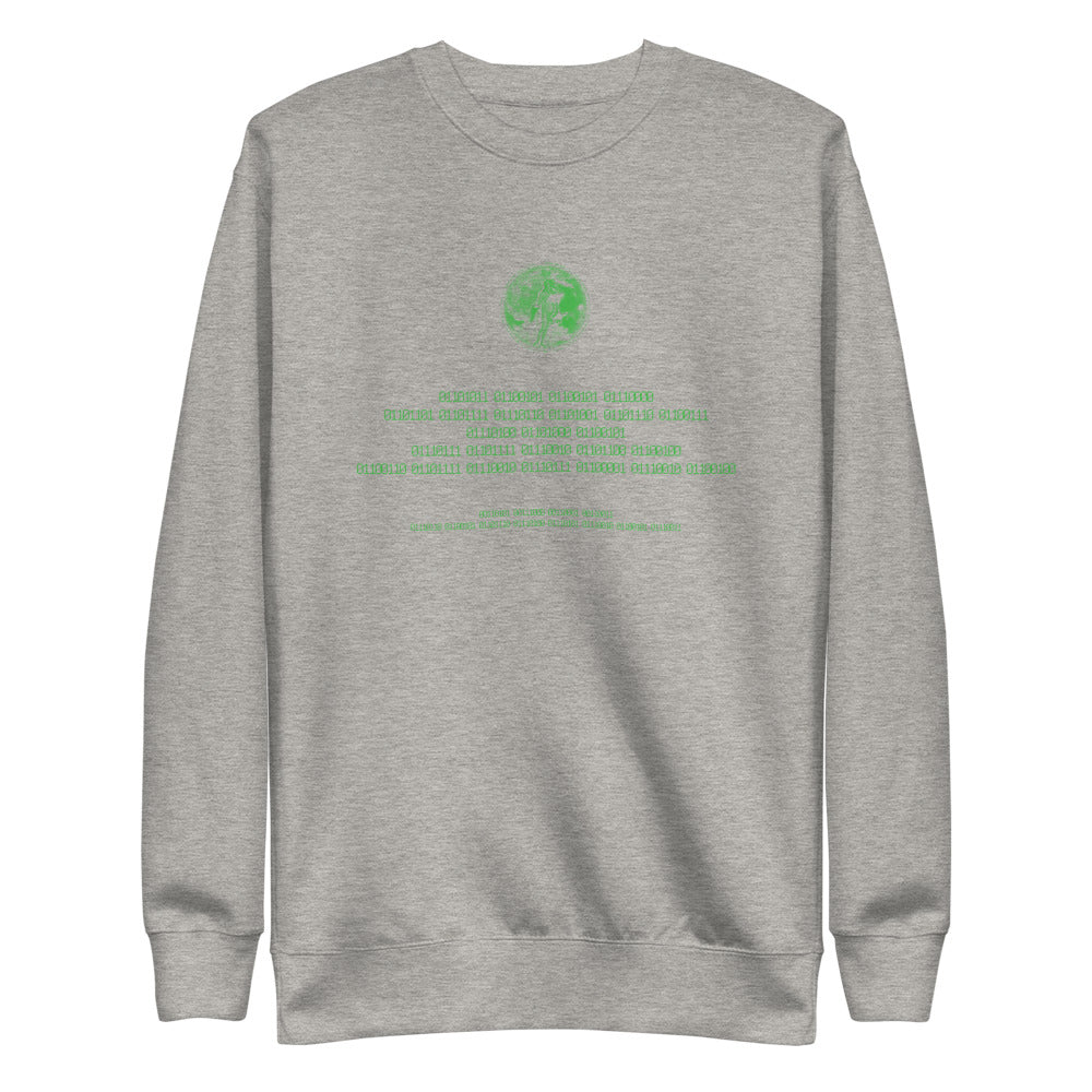 Binary Instructions To Keep Moving The World Forward With Venusian Earth In Green on Unisex Fleece Pullover