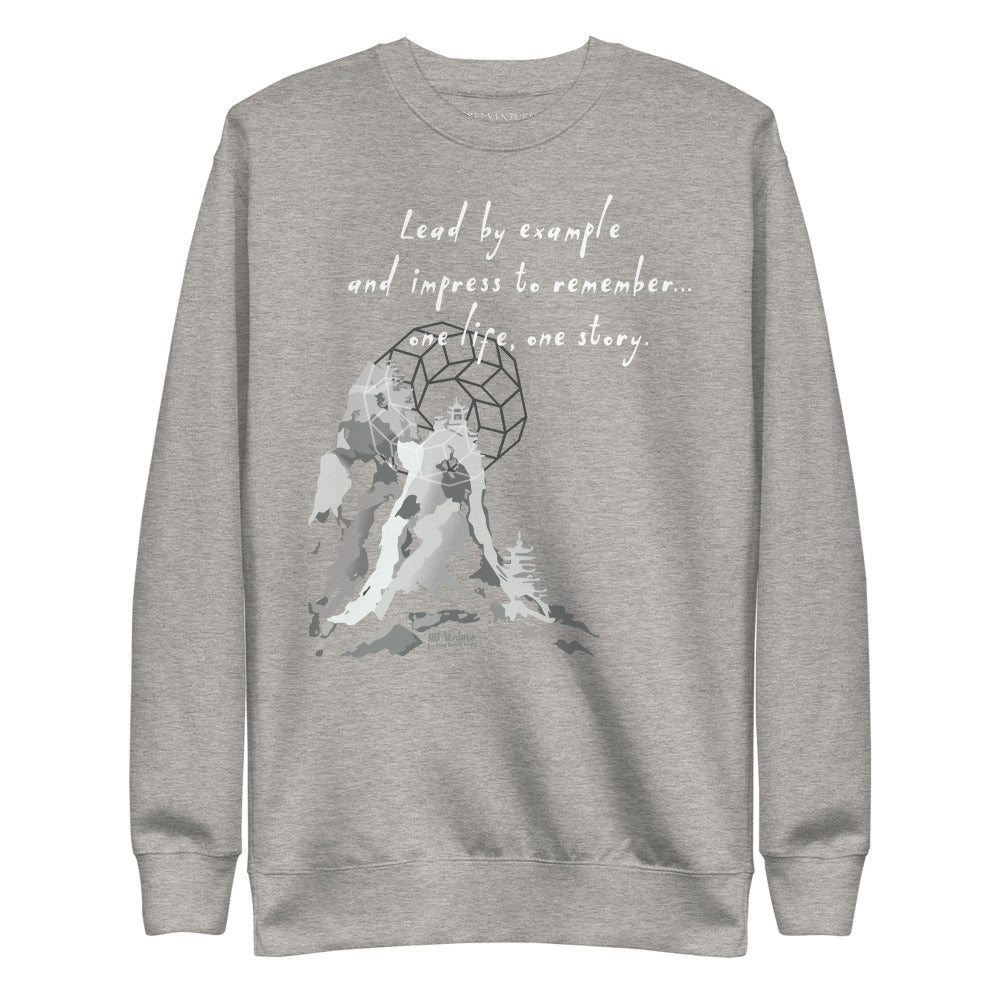 Lead By Example Haiku With Mountain Shrines on Unisex Fleece Pullover