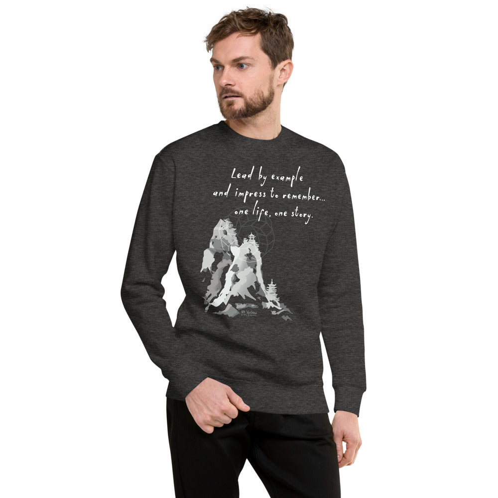 Lead By Example Haiku With Mountain Shrines on Unisex Fleece Pullover