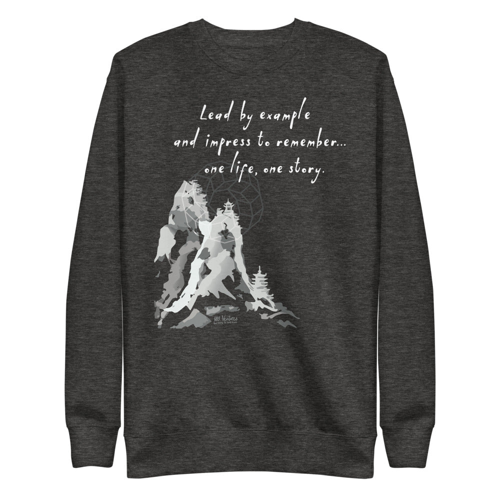 Lead By Example Haiku With Mountain Shrines on Unisex Fleece Pullover