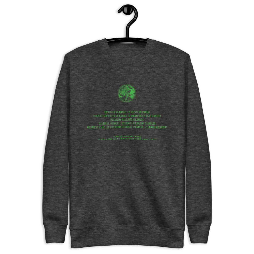 Binary Instructions To Keep Moving The World Forward With Venusian Earth In Green on Unisex Fleece Pullover