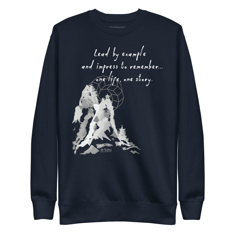 Lead By Example Haiku With Mountain Shrines on Unisex Fleece Pullover